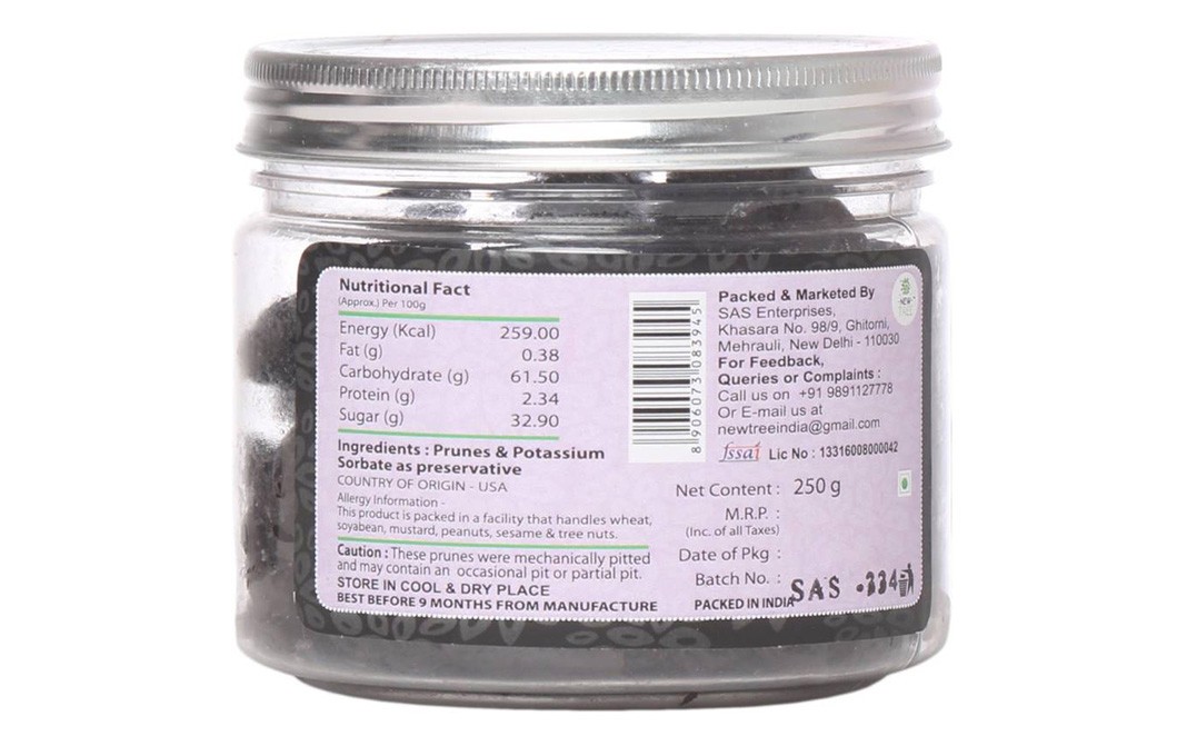 New Tree Fruit Meal Prunes    Glass Jar  250 grams